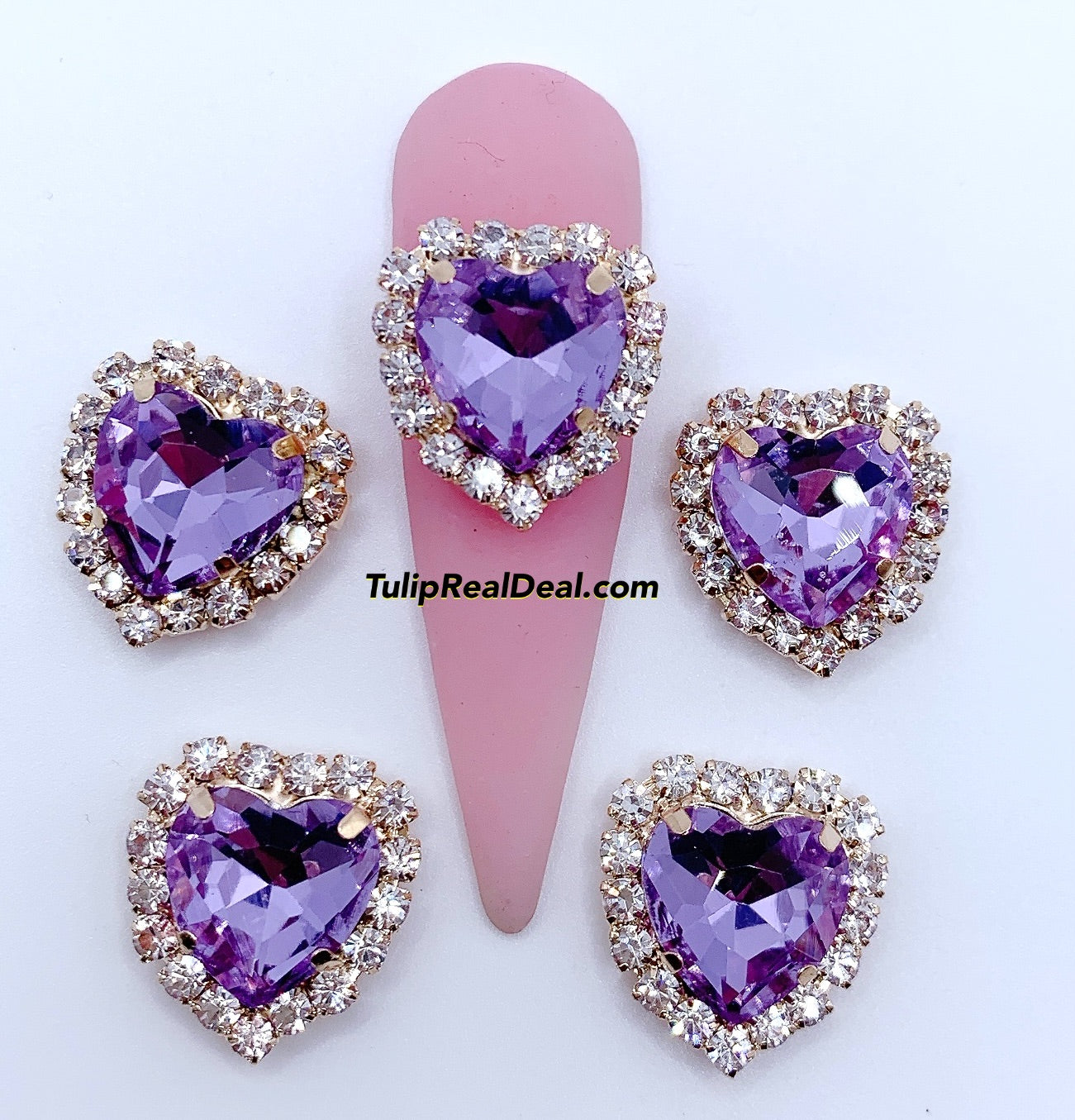 3D Jumpo Heart Bling nail charms 4pcs