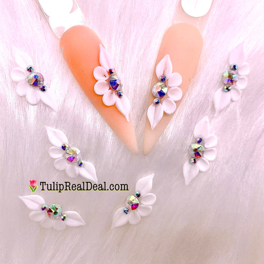 NEW 3D Acrylic White XL Petals Flowers charms
