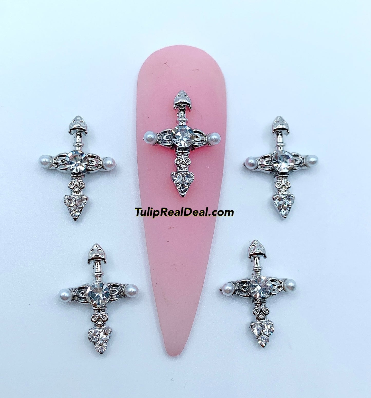 Silver Cross pearl charms