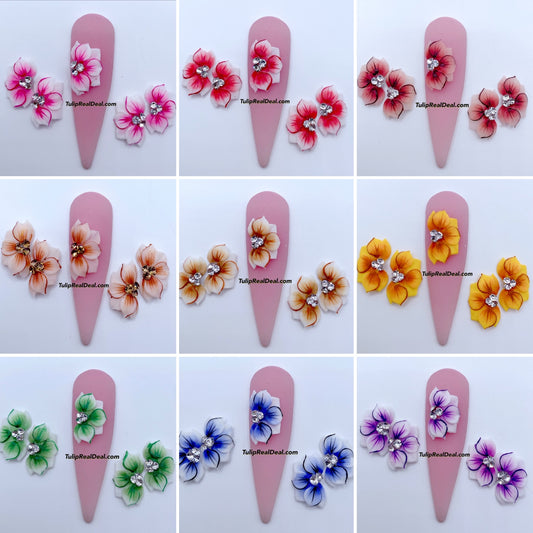 3D Handmade Acrylic Flowers 4pcs multi colors