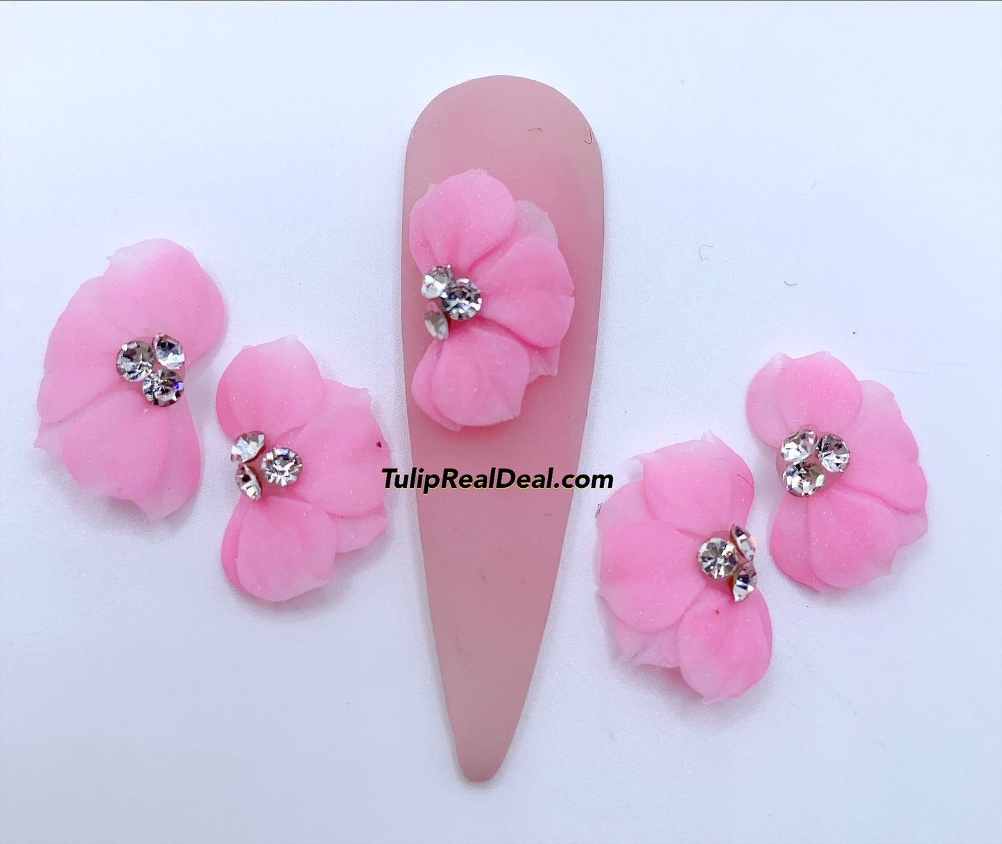HANDMADE 3D Pink Acrylic Flowers 4pcs