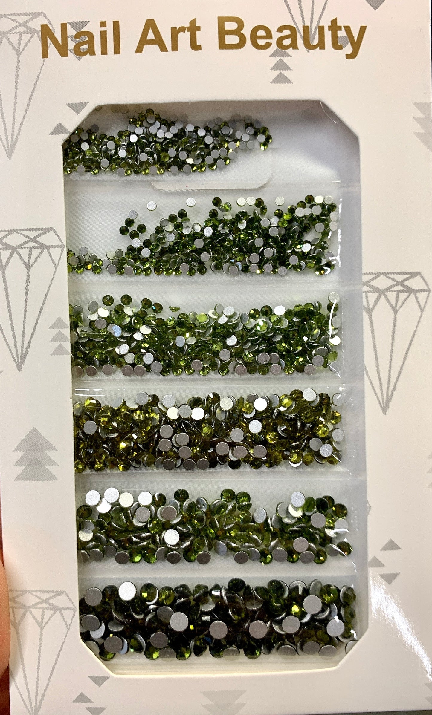 Mixed Crystal Flatback Assorted Pack - Olive Green