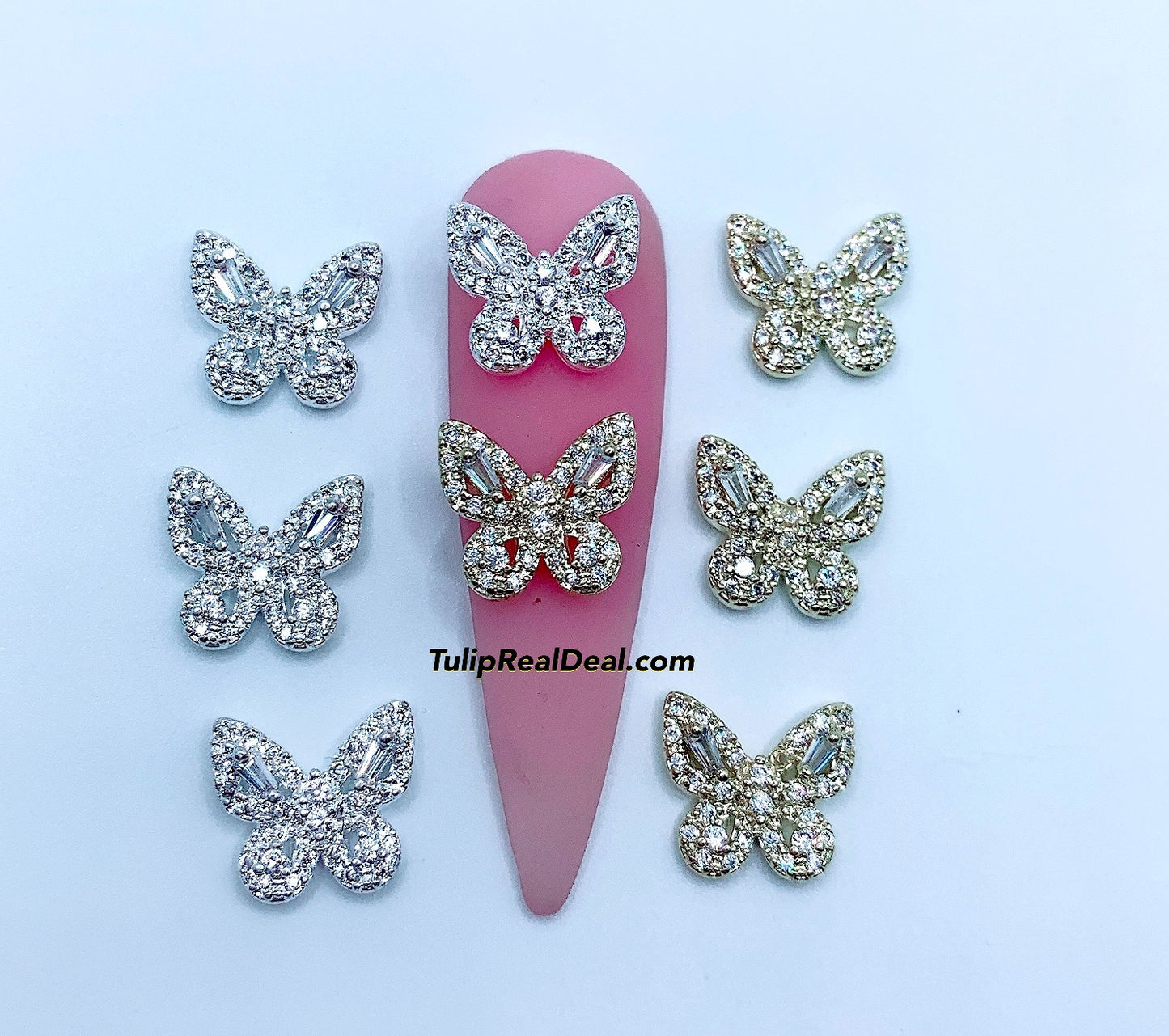 Zircon Bling Butterfly 3D charms 5pcs