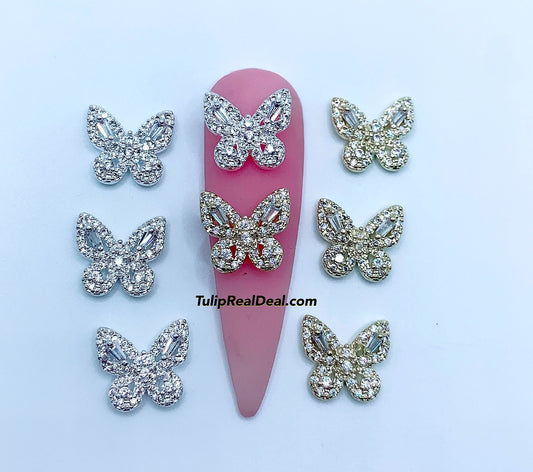 Zircon Bling Butterfly 3D charms 5pcs