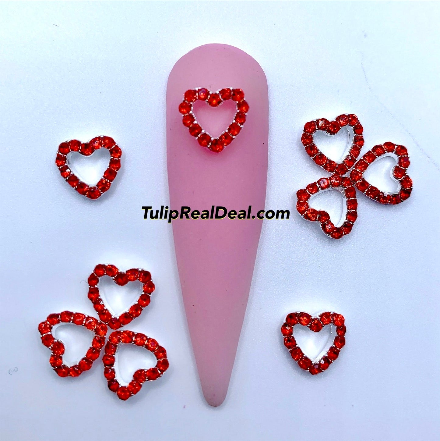 10pcs RED Bling Heart Charms