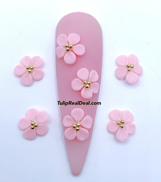 HANDMADE 3D Pink Acrylic Flowers Mini 5pcs