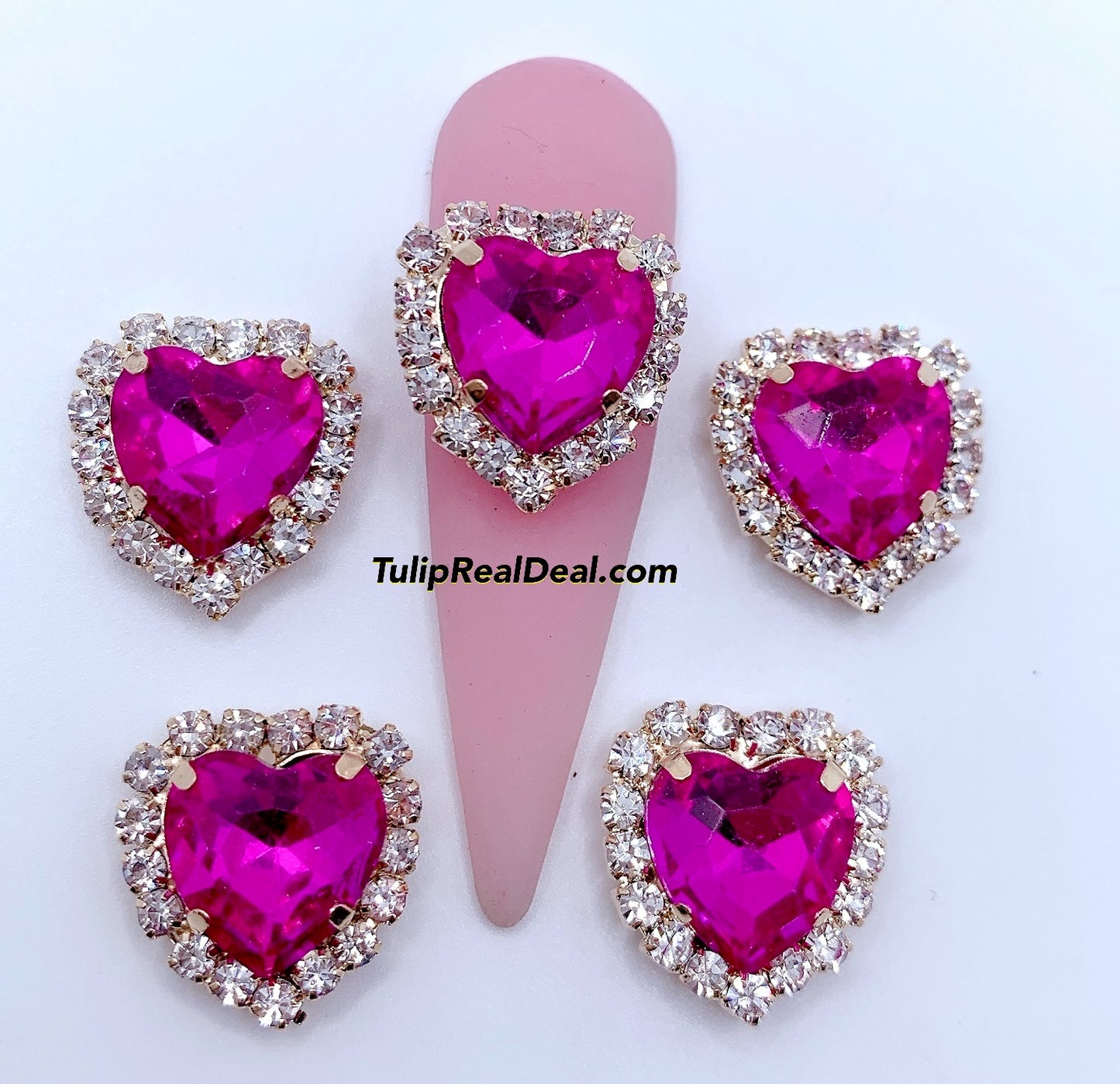 3D Jumpo Heart Bling nail charms 4pcs