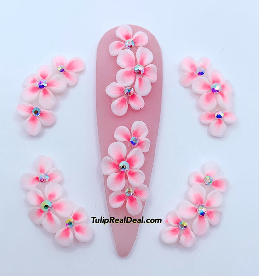 HANDMADE 3D Pink Ombre Acrylic Flowers 4pcs
