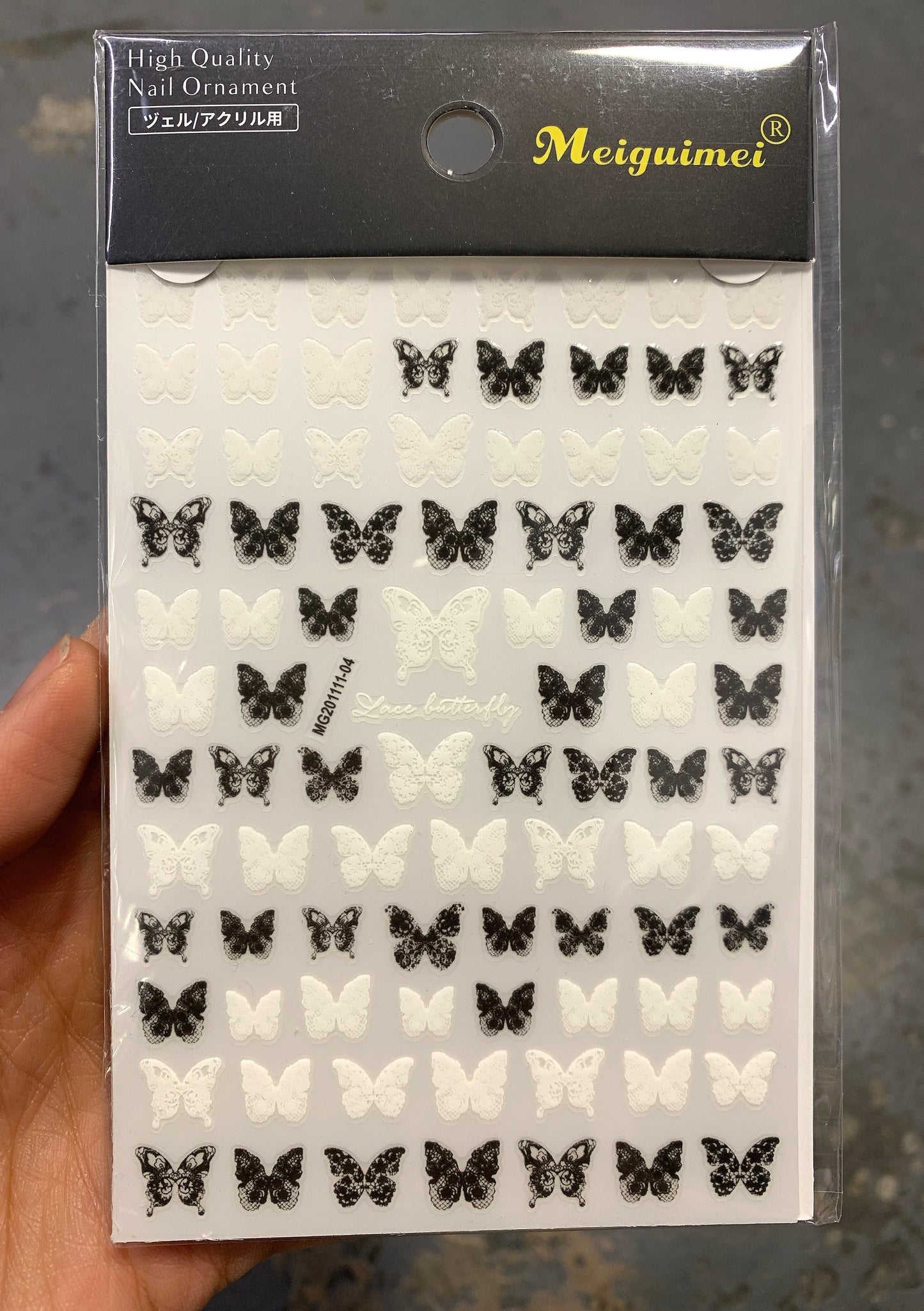 Sticker Black White Lace Butterflies