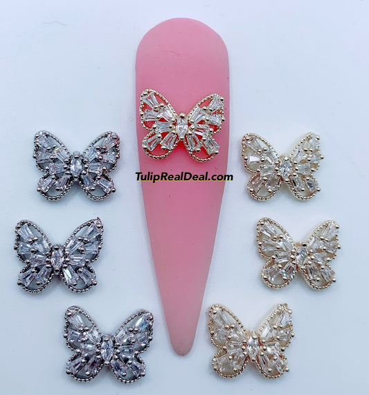 Zircon Bling Butterfly 3D charms 5pcs