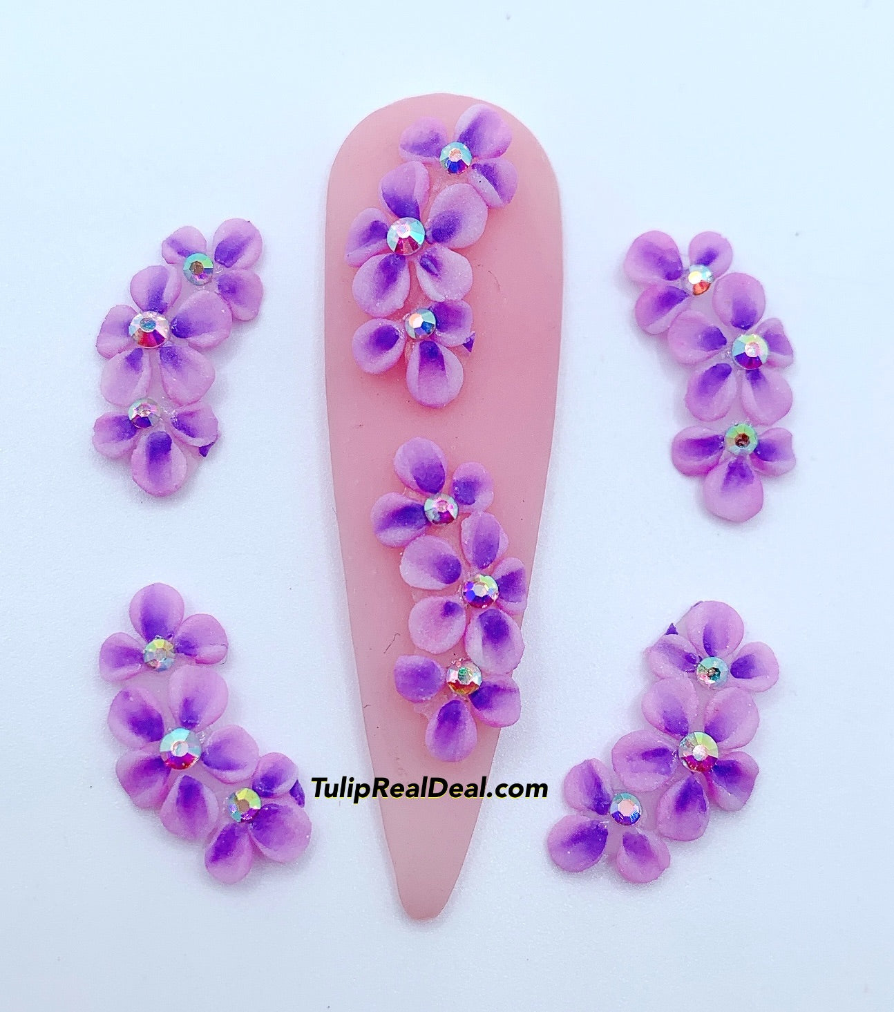 HANDMADE 3D Lilac Acrylic Flowers 4pcs
