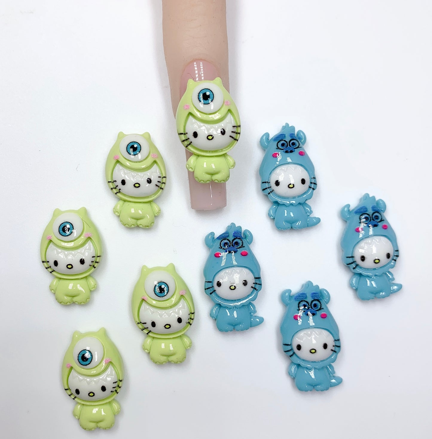 cat x Monster 3D nail charms 4pcs