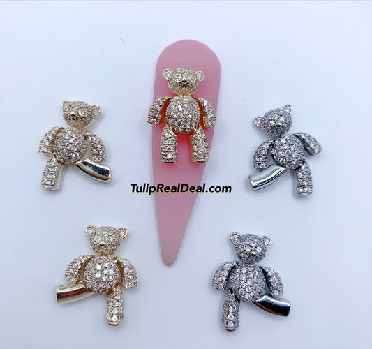 Zircon Bling Bears charms 2pcs