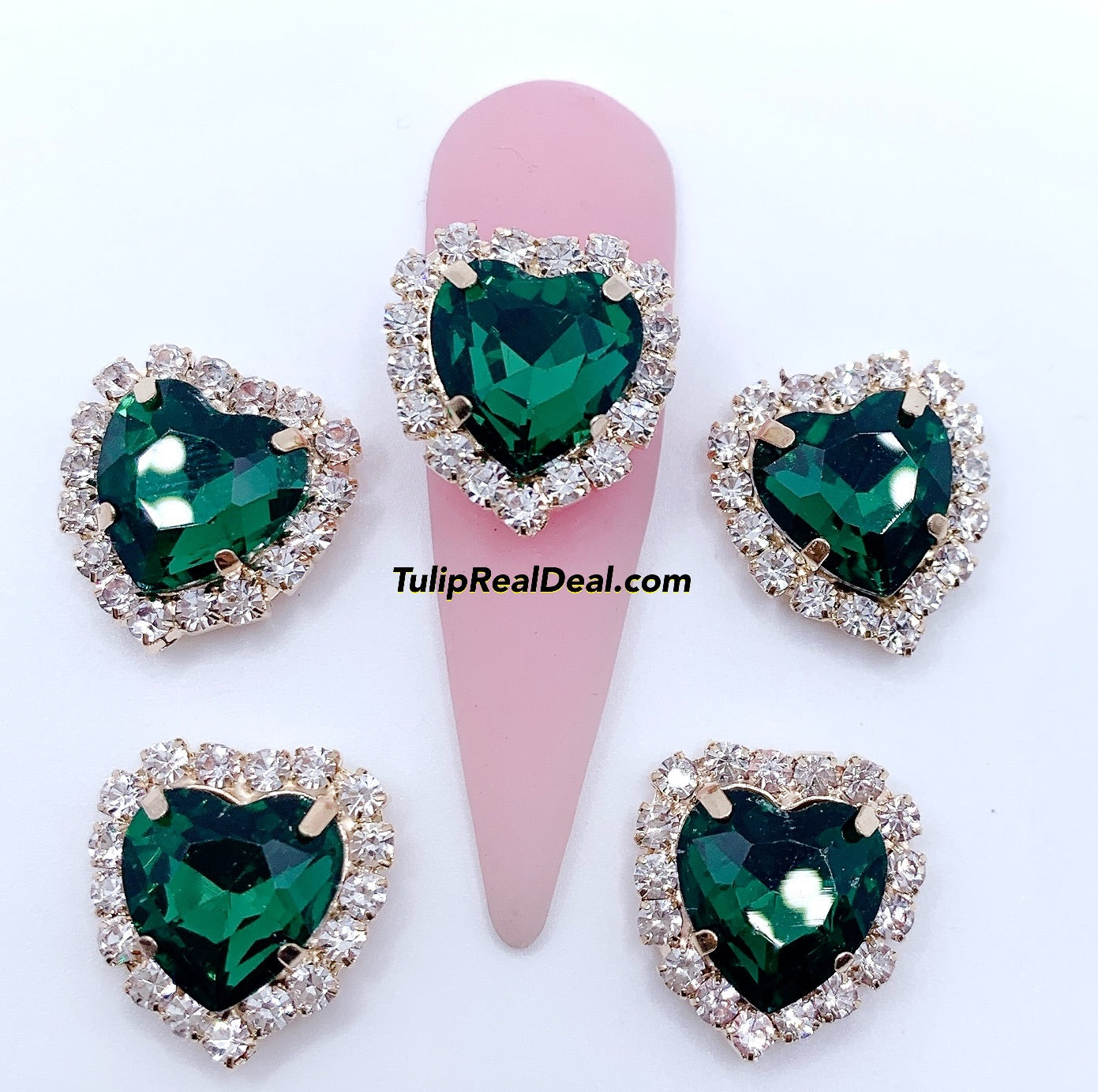 3D Jumpo Heart Bling nail charms 4pcs