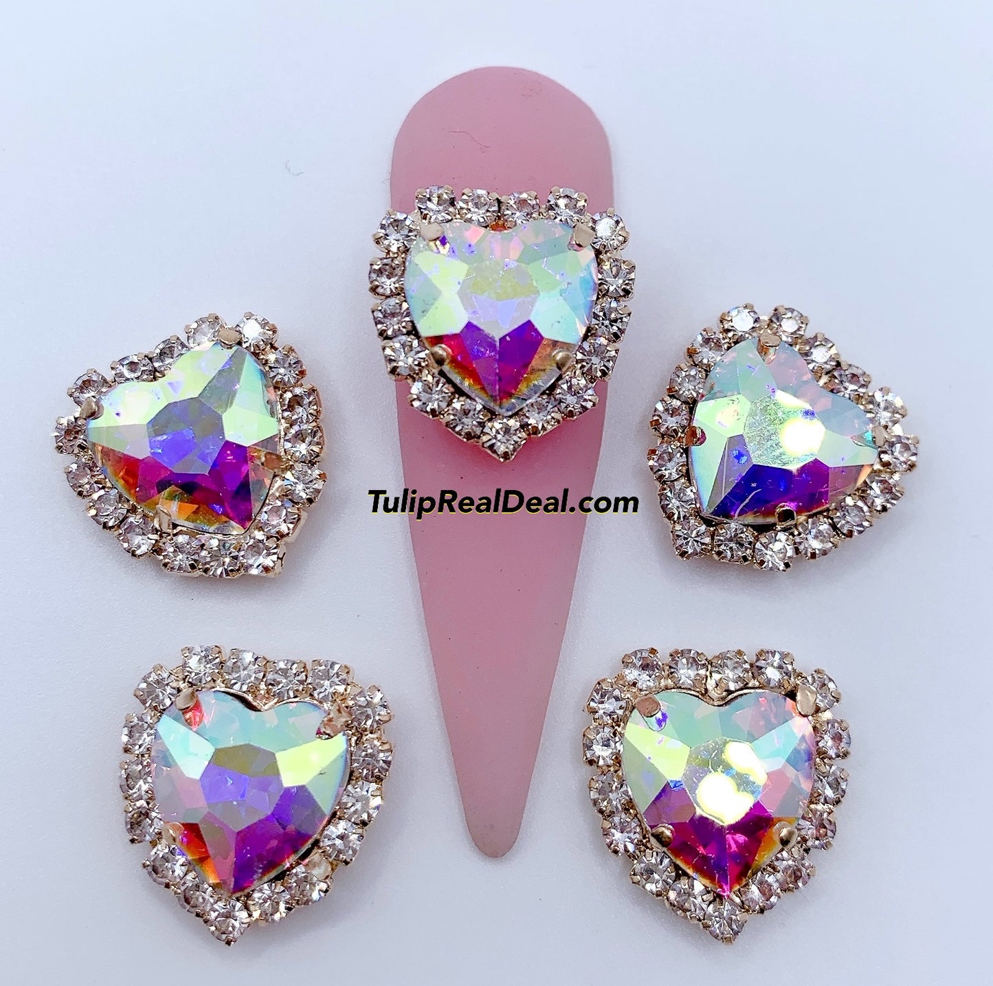 3D Jumpo Heart Bling nail charms 4pcs