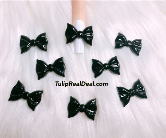 3D Kawaii Black Big Bow Charms 4pcs