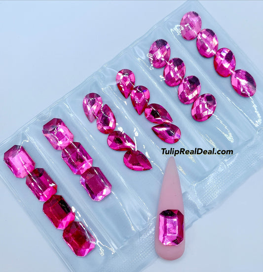 PINK Jumbo Rhinestones Flatback 24pcs