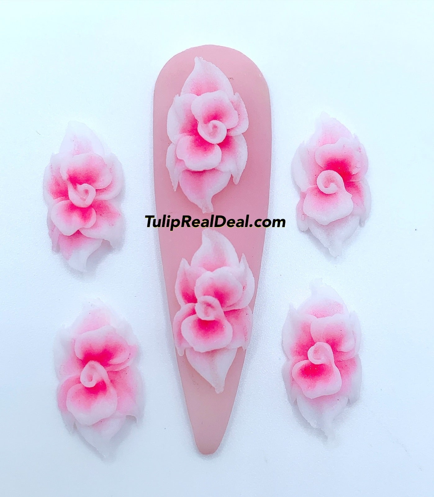 HANDMADE 3D Acrylic Pink Flowers 4pcs
