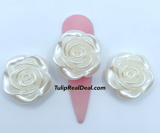 3D White Rose Nail Charms 4pcs