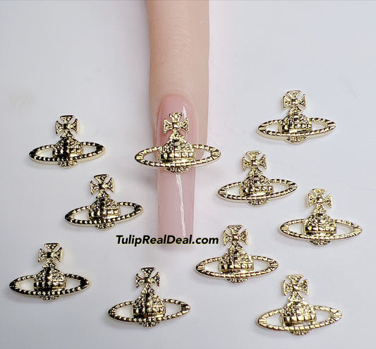 GOLD Planet cross charms 10pcs