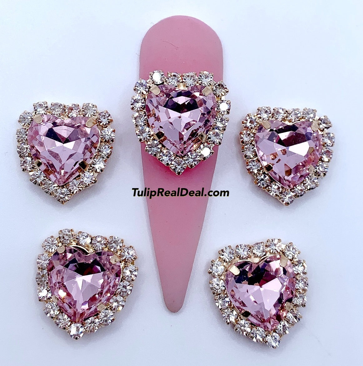 3D Jumpo Heart Bling nail charms 4pcs