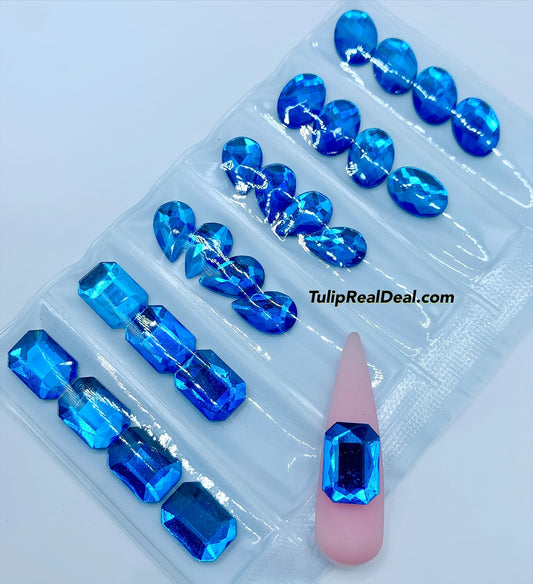 BLUE Jumbo Rhinestones Flatback 24pcs