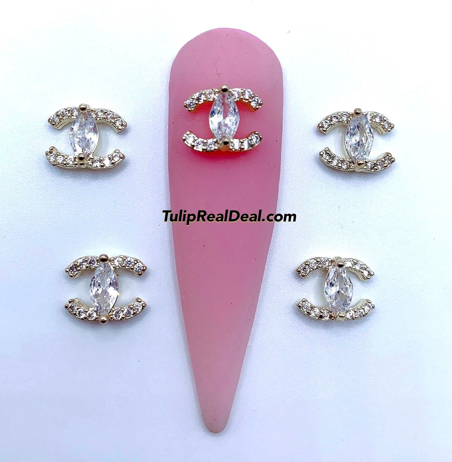 Zircon Vintage C Bling Nail Charms 5pcs – Tulip Real Deal