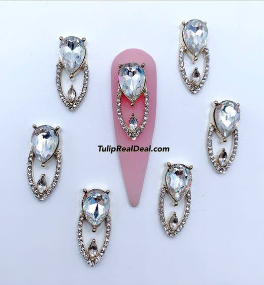 3D Fancy Clear Bling nail charms 5pcs