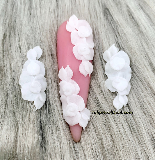 Handmade 3D Acrylic WHITE ROSE Long Petals Flowers