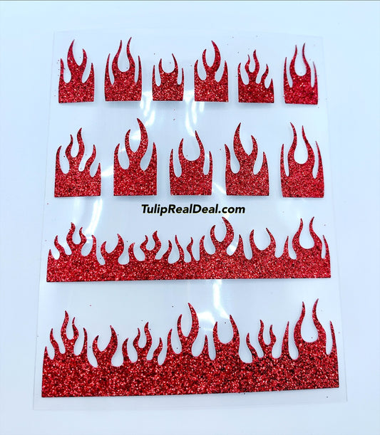 Sticker RED glitter Flames