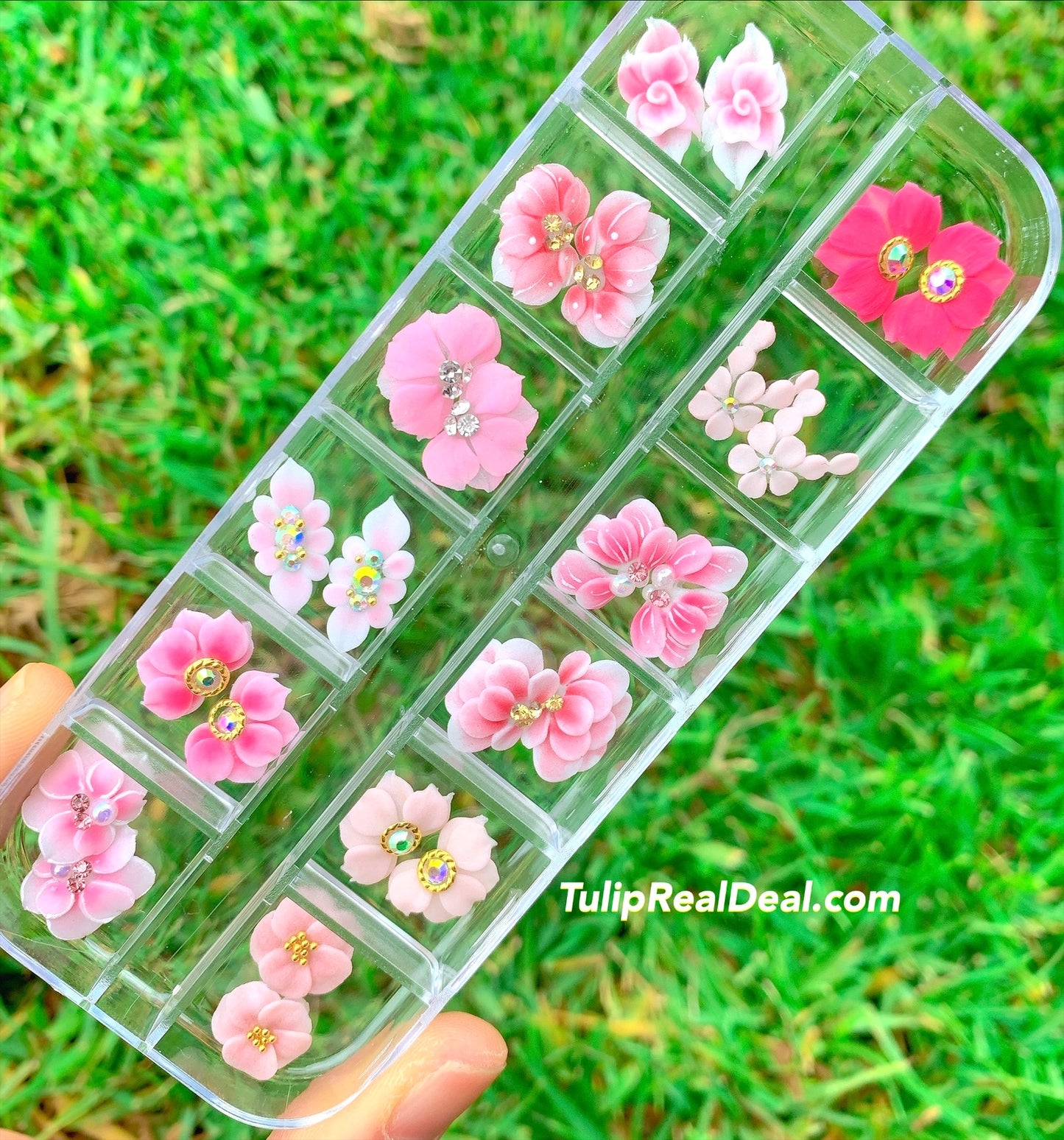 Handmade 3D PINK Acrylic Flowers Set 24pcs