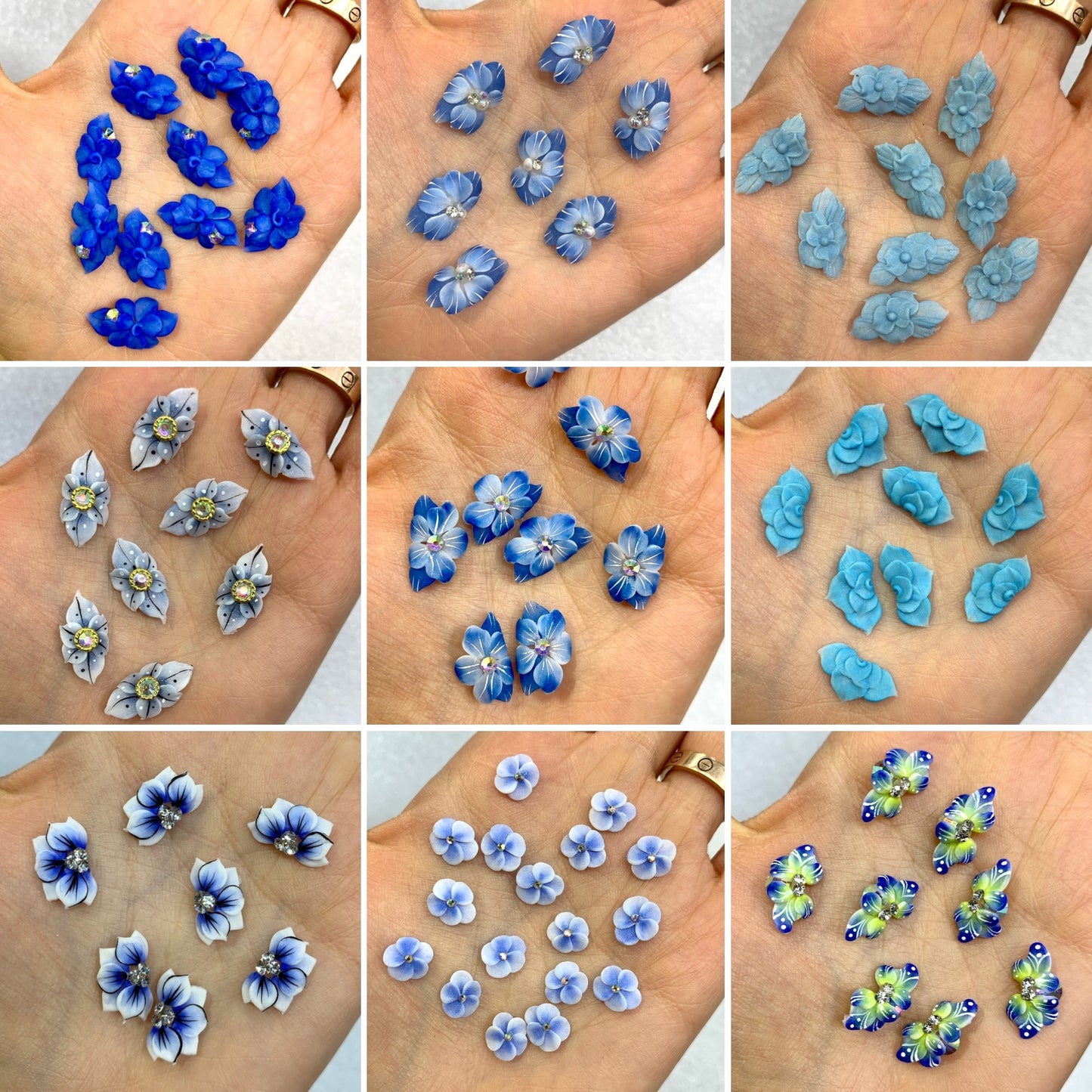 NEW 3D Acrylic BLUE Flowers
