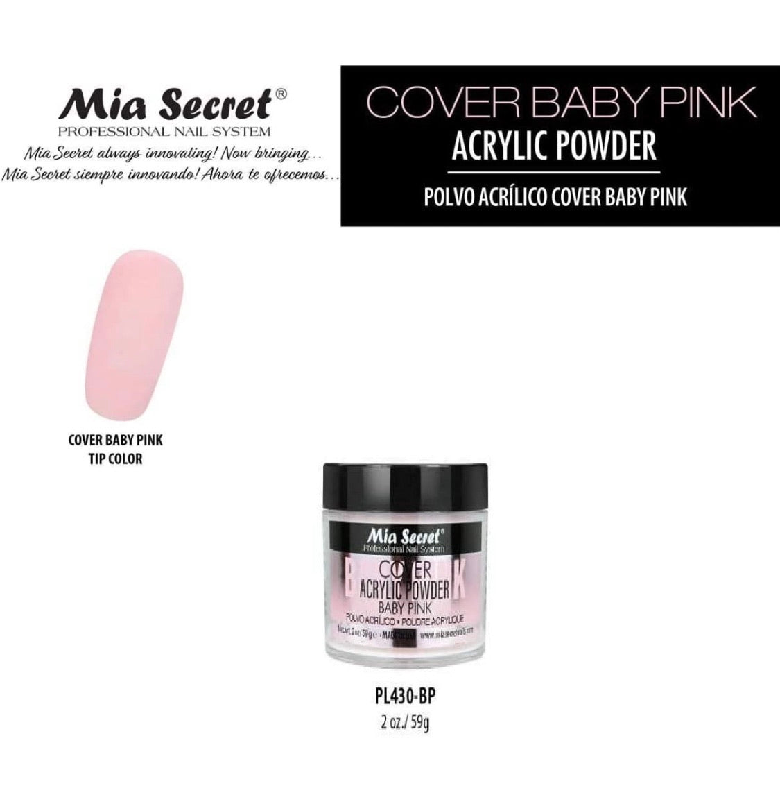 Mia Secret Cover Baby Pink Acrylic Powder 2oz