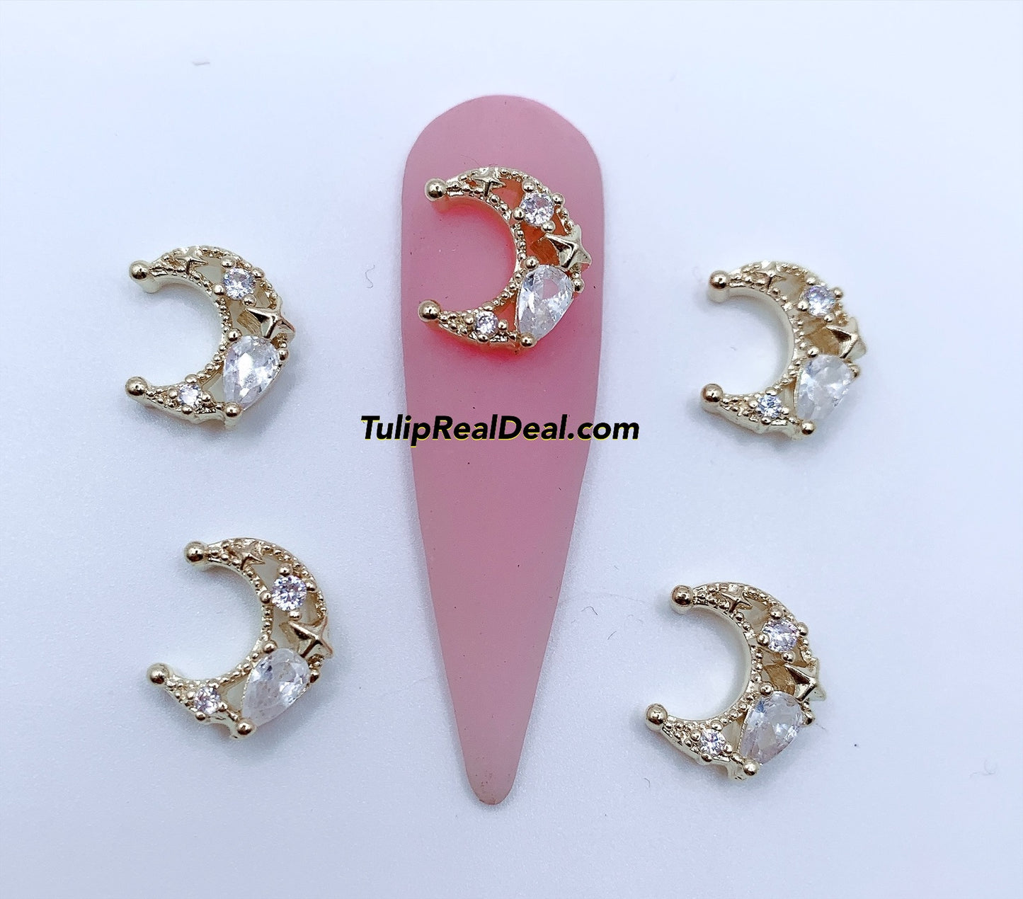 Zircon Bling Moon charms 5pcs