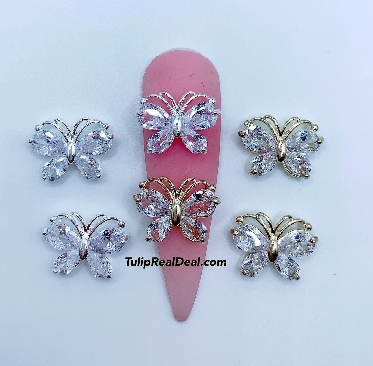 Zircon Glass Butterfly 3D charms 4pcs