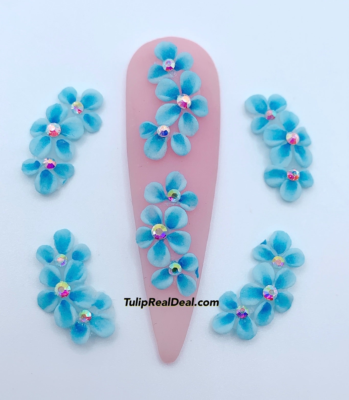 HANDMADE 3D Blue Acrylic Flowers 4pcs