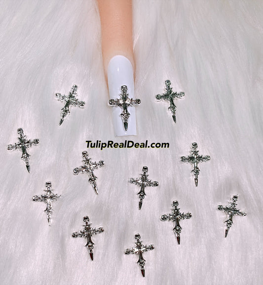 15pcs SILVER XL cross charms