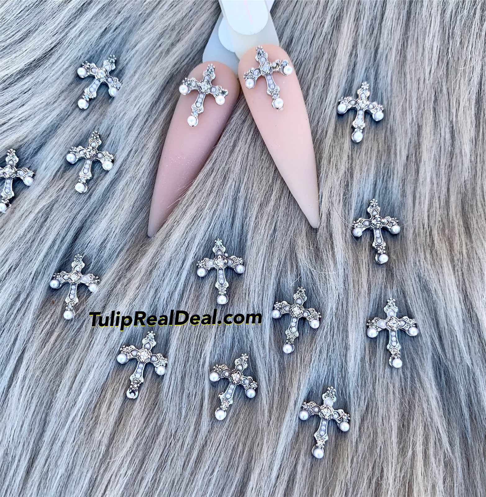 10pcs Chrome 🤍 cross pearl charms – Tulip Real Deal