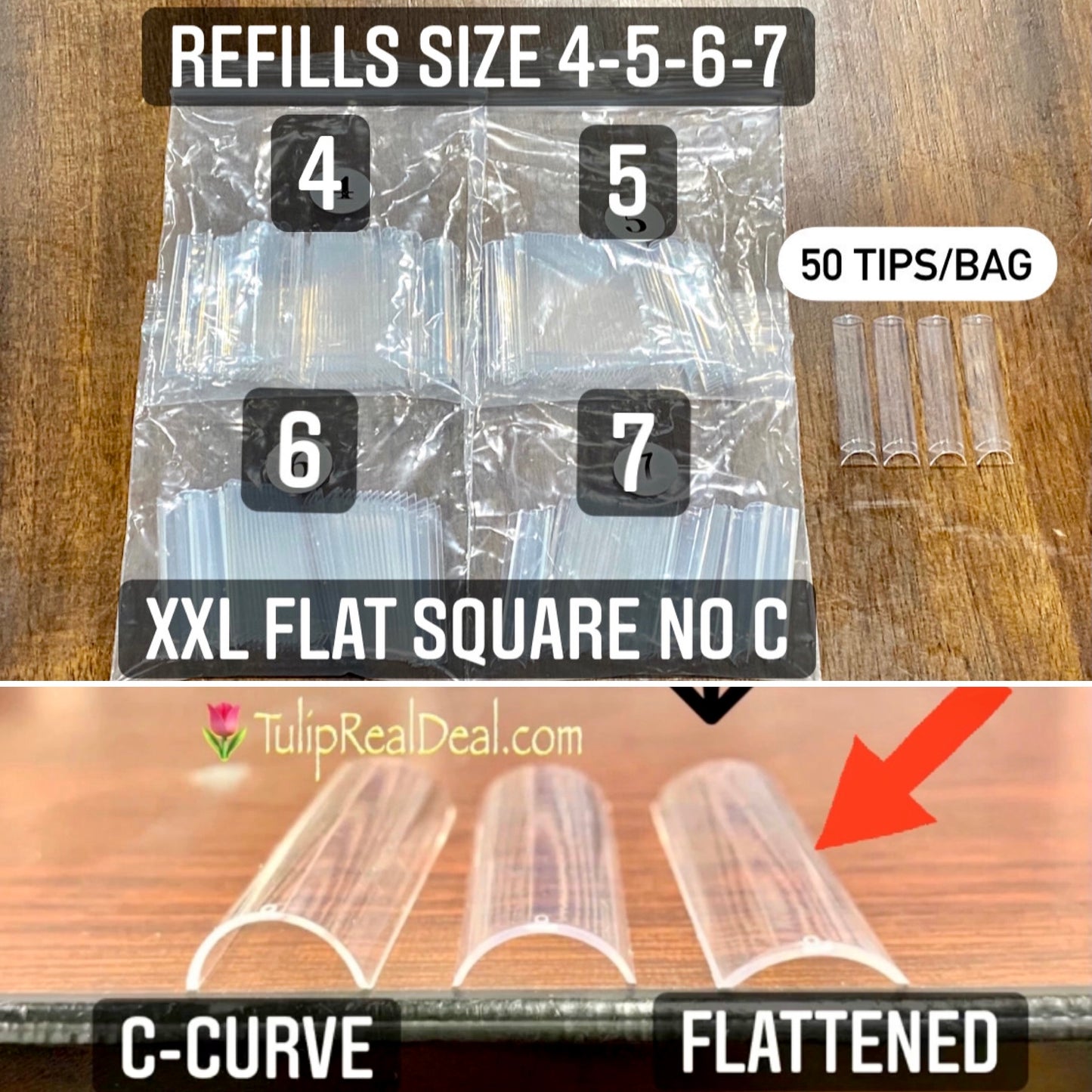 Refill tips NON C-curve XXL Flattened SQUARE