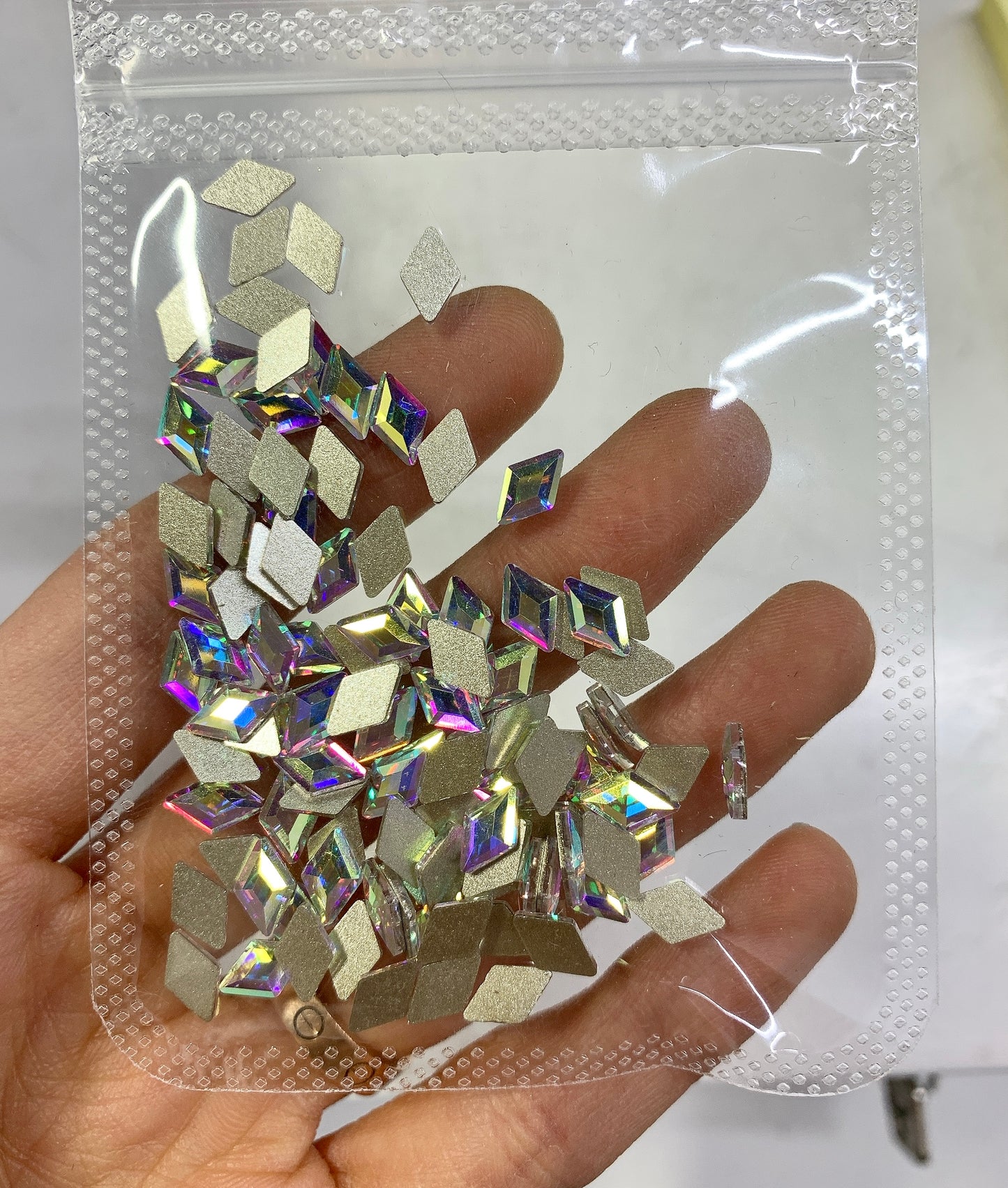 Crystal Flatback Pack - Crystal AB Rhombus Medium