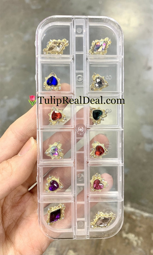 12 pcs Colorful Crown/ Hearts Charms