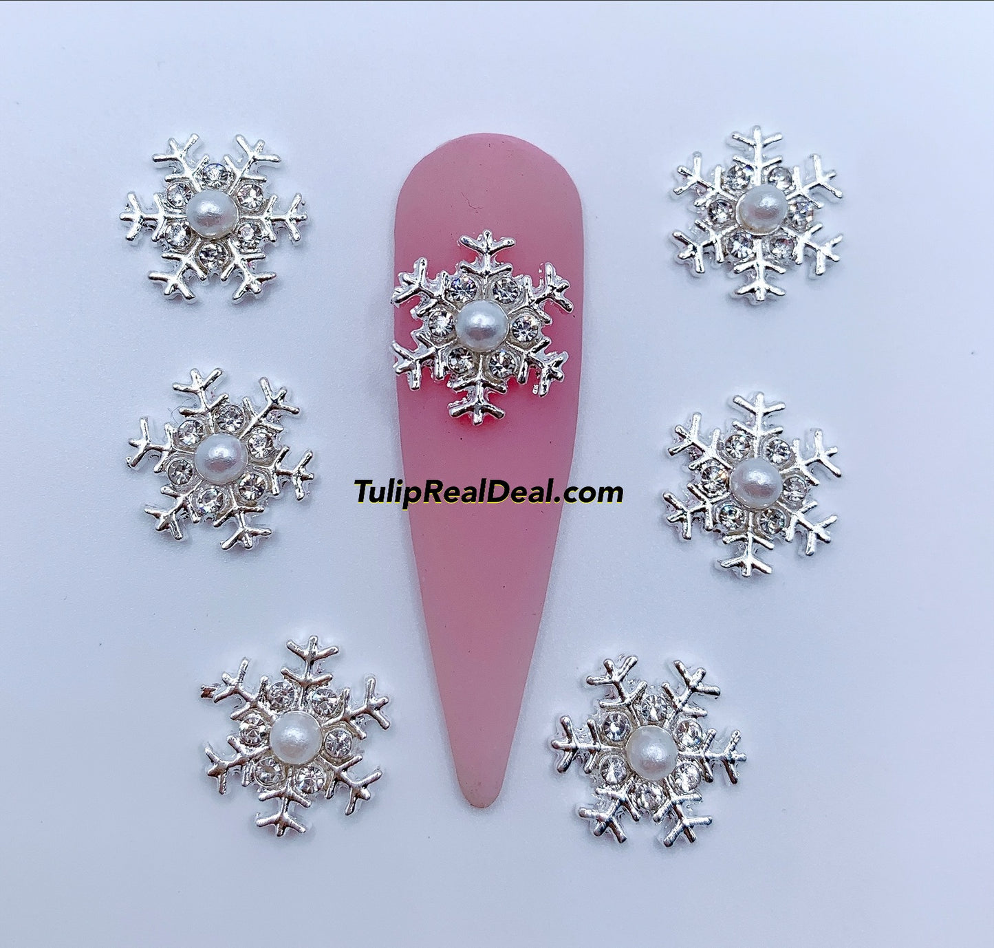 Snowflake PEARL Christmas nail charms 10pcs