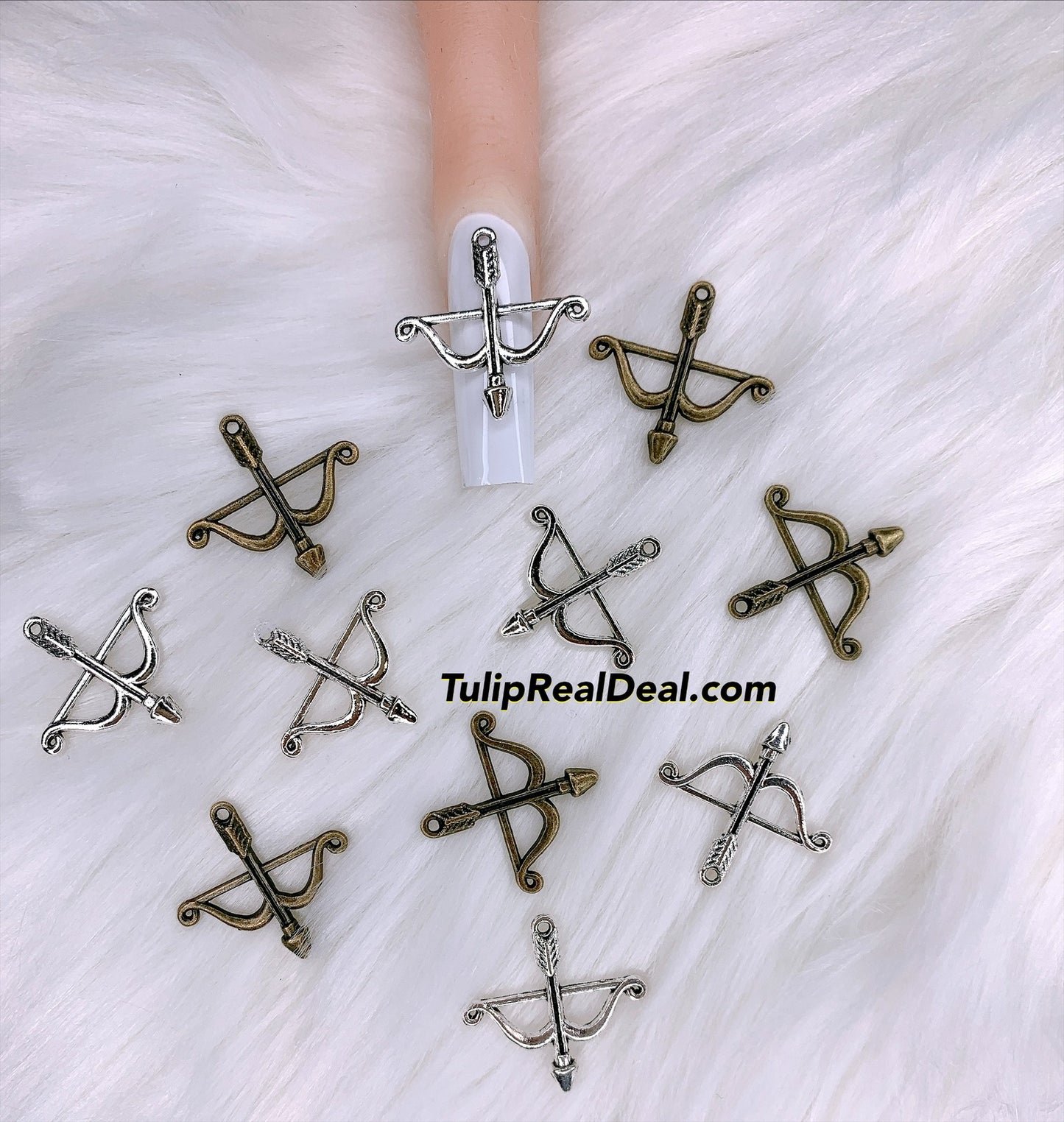 3D Bow and Arrow Nail Charms 4 pieces